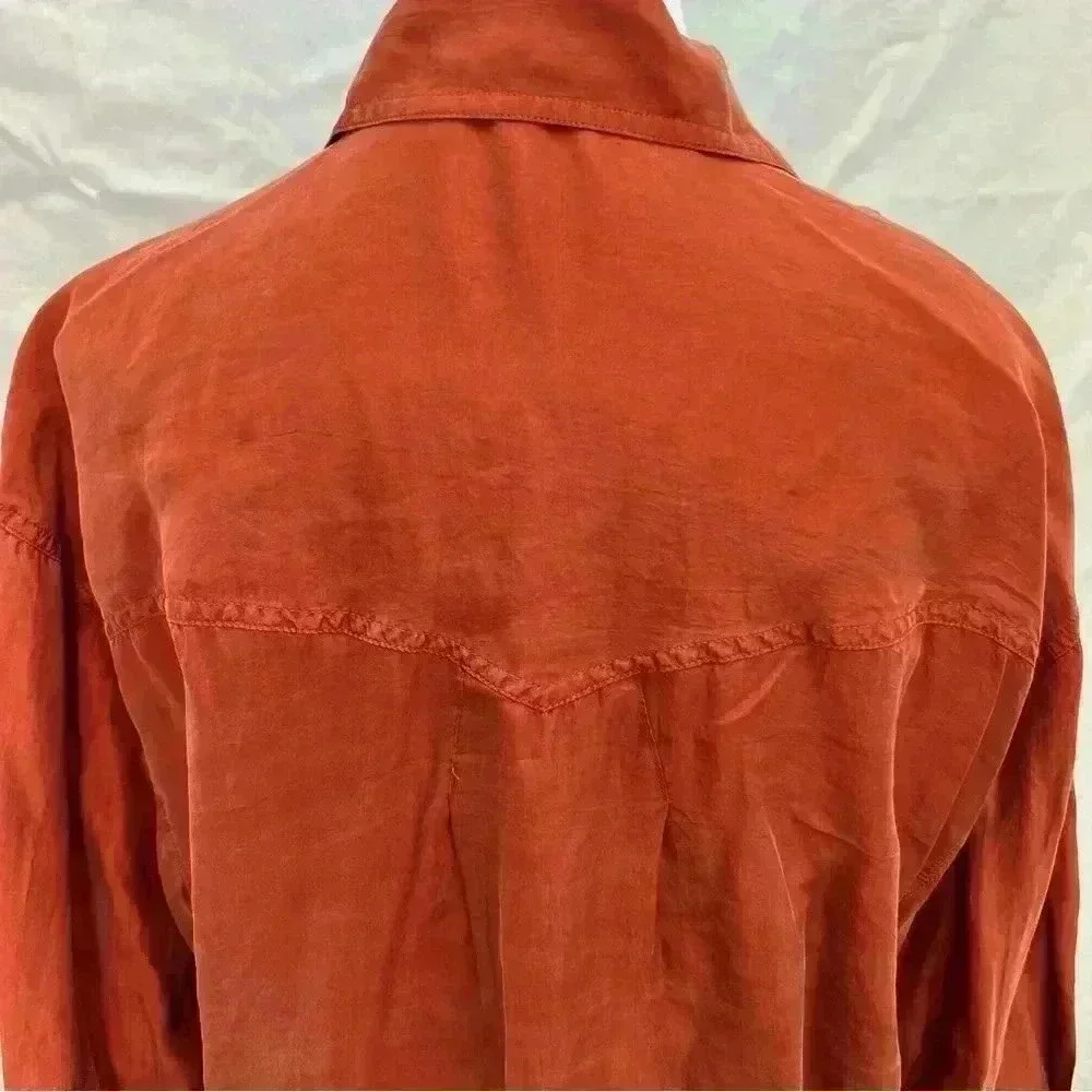 *Rare* 80’s/90’s Vintage Express silk burnt orange blouse. - Picture 10 of 12